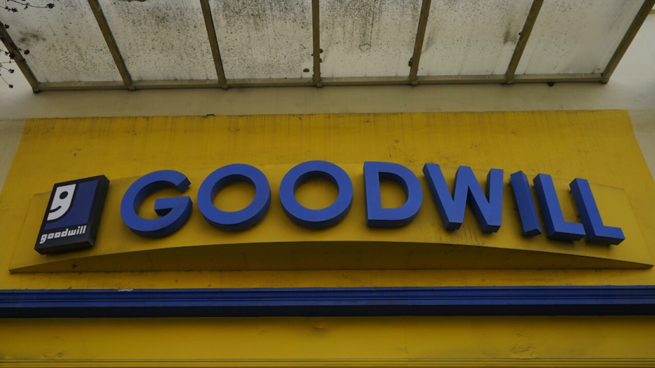 The sign to a closed Goodwill store is shown in Berkeley, Calif., Tuesday, March 9, 2021.