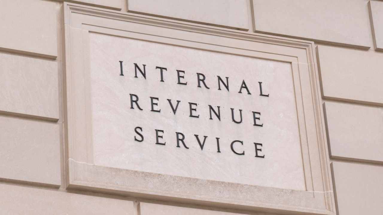 IRS building with the words "Internal Revenue Service."