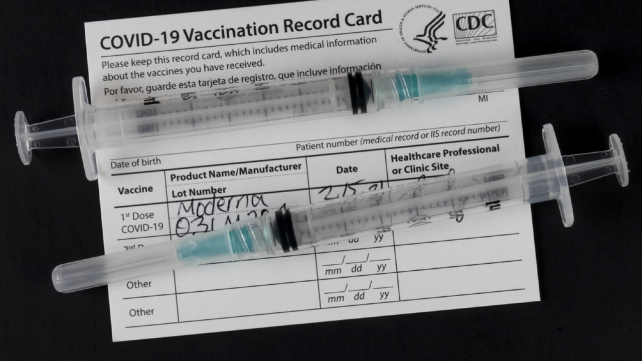 COVID-19 vaccine card.