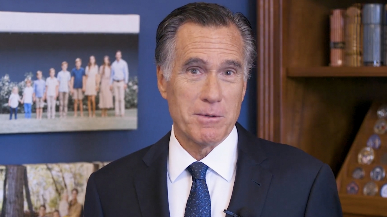 Sen. Mitt Romney delivers announcement.