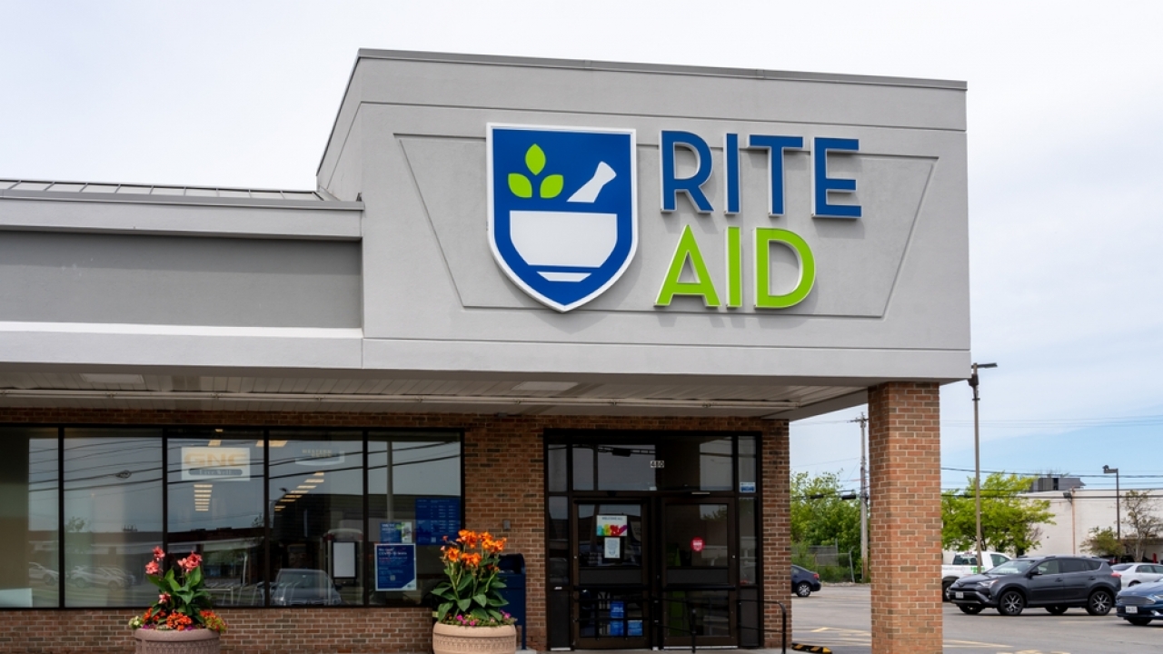 The front exterior of a Rite Aid retail store.