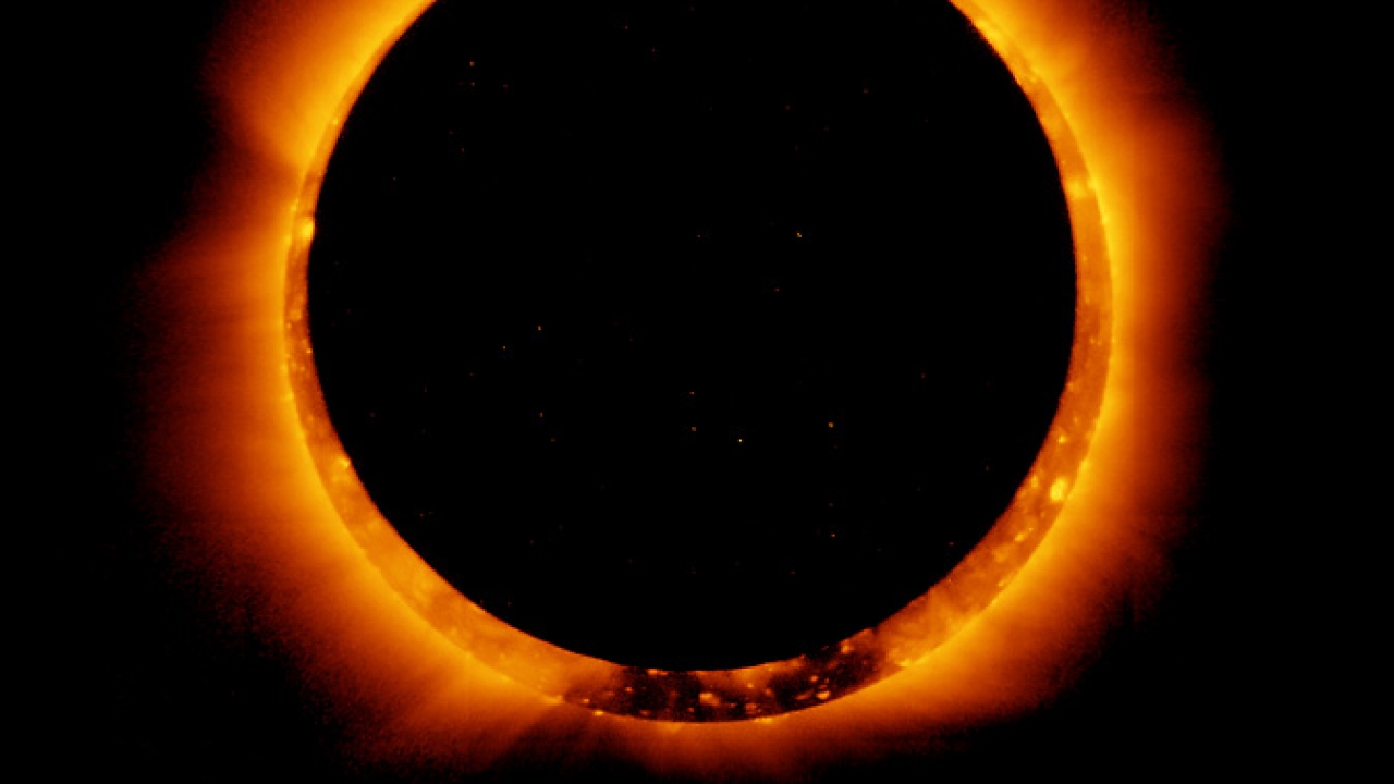 Photo of an annular solar eclipse taken by the solar optical telescope Hinode