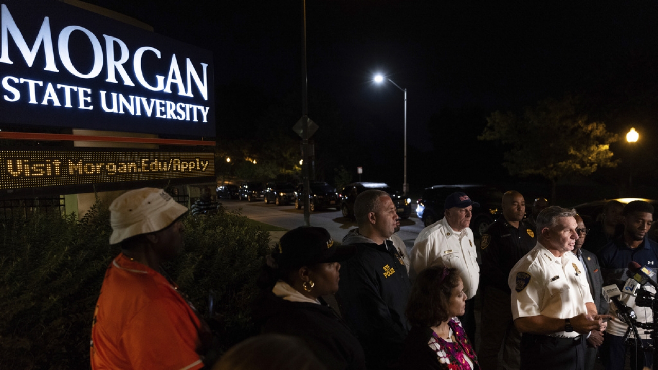 Press conference following a shooting at Morgan State University in Baltimore