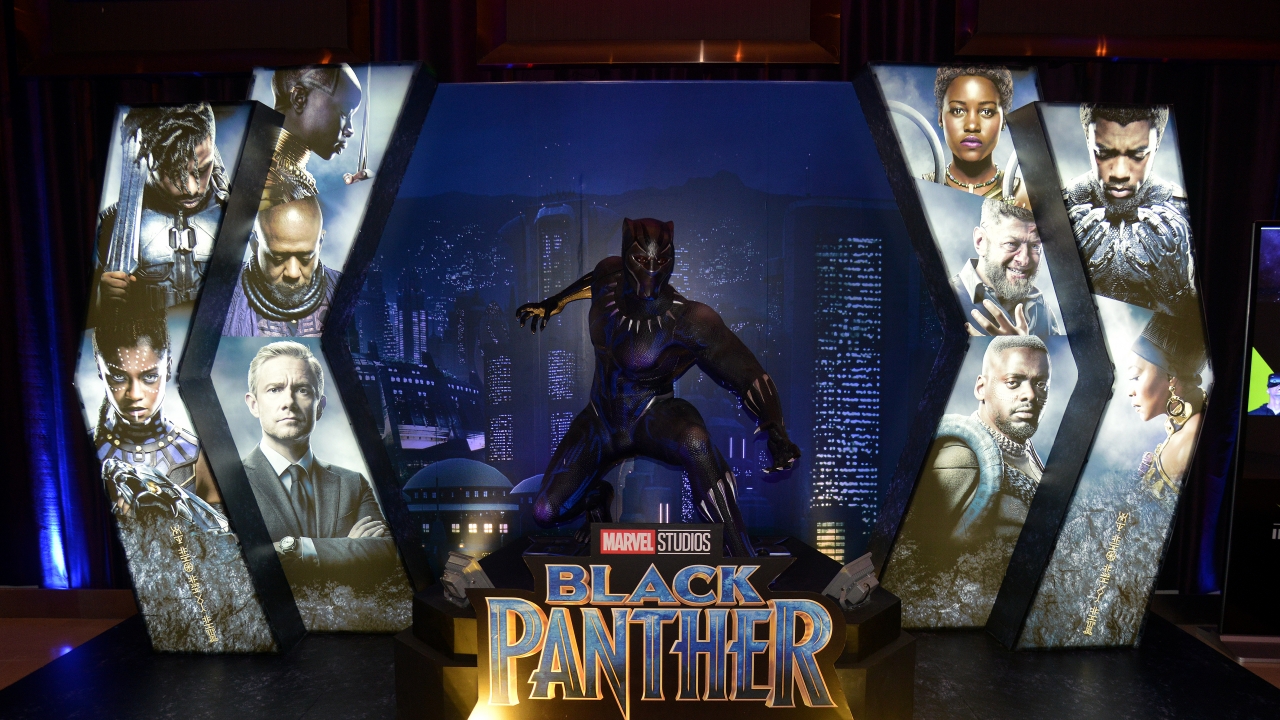 Marvel Superhero Movie Black Panther Display at the theater.
