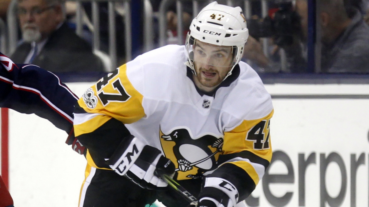 Pittsburgh Penguins forward Adam Johnson in action during an NHL hockey game