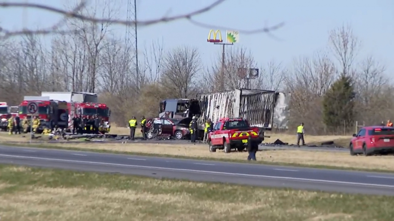Scene of a multi-vehicle crash in Ohio.