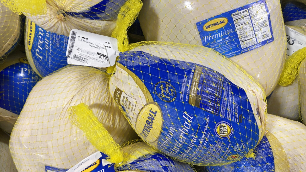 Butterball turkeys are for sale in advance of the Thanksgiving holiday.