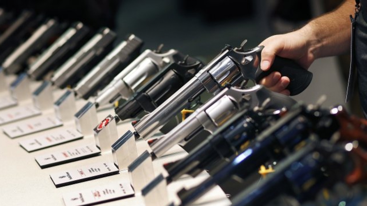File photo of guns at a U.S. trade show.