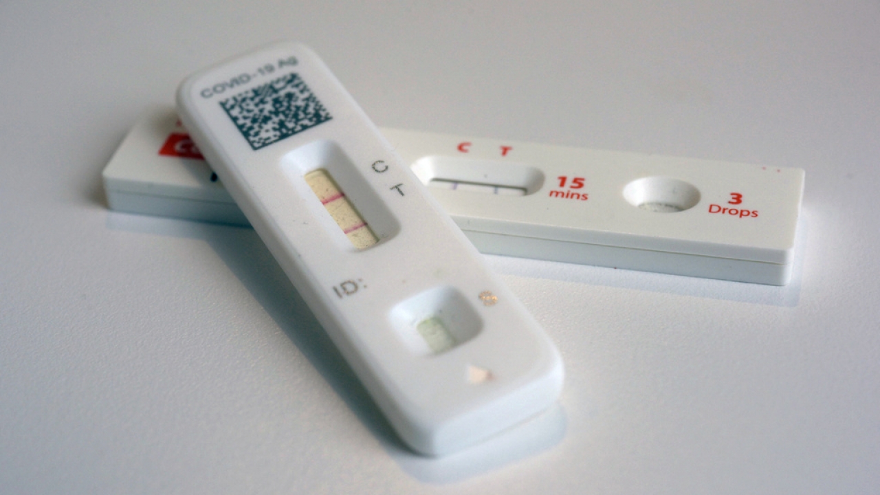 COVID-19 antigen home tests indicating a positive results.
