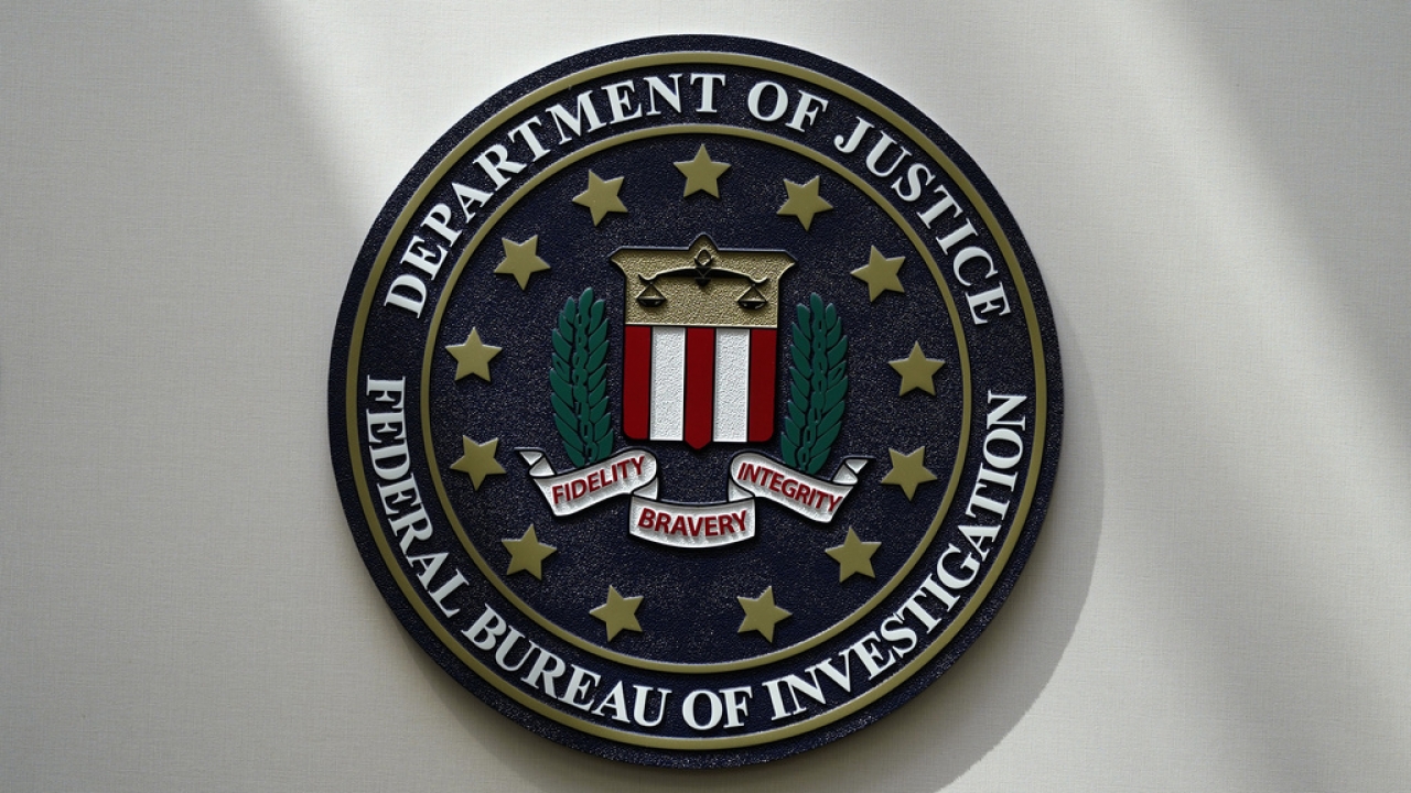 The FBI seal is pictured.