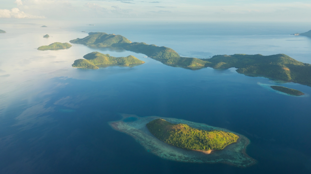 Aerial view over Philippine islands