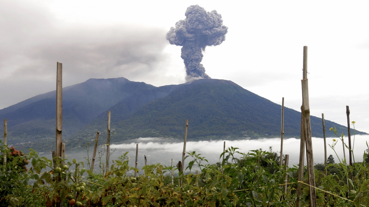 Mount Marapi spews volcanic materials during its eruption