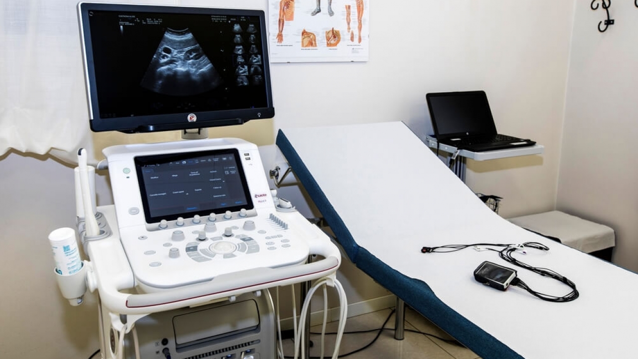 Generic image of an ultrasound machine and medical equipment.