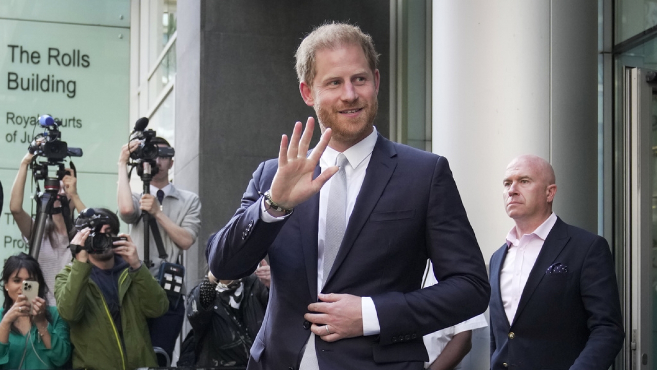Prince Harry leaves the High Court after giving evidence in London.