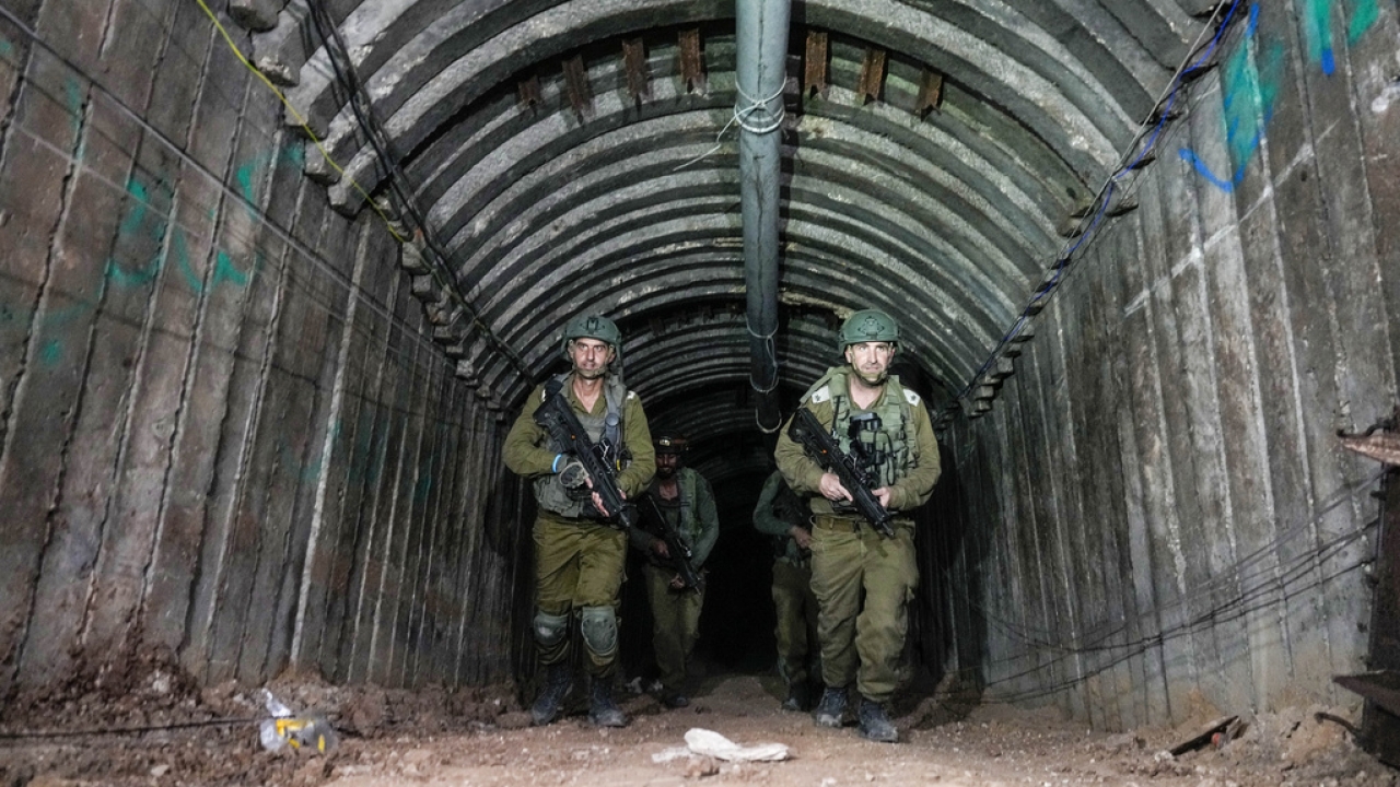 Israeli soldiers are seen in a tunnel that the military says Hamas militants used to attack the Erez crossing.