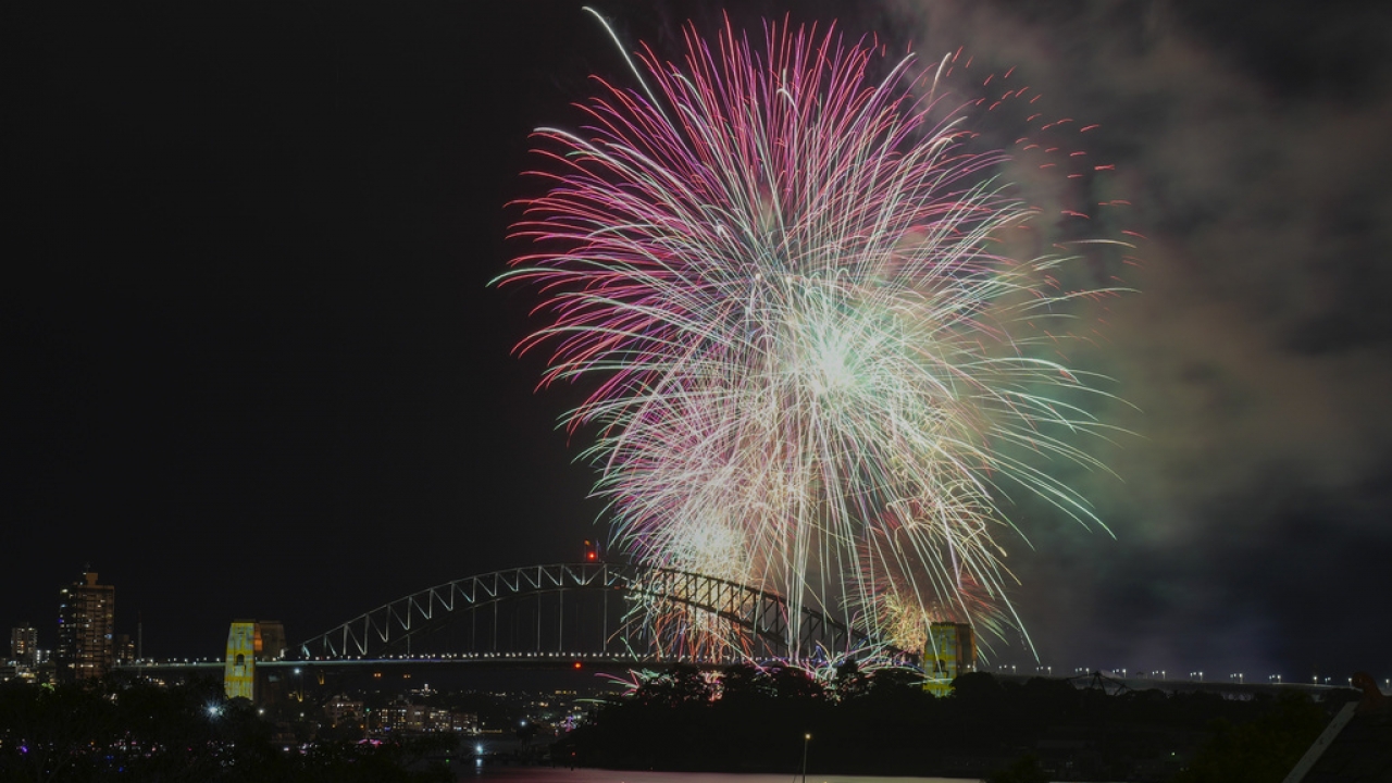 Fireworks explode over the Sydney Harbour as early New Year celebrations begin in Sydney, Australia.