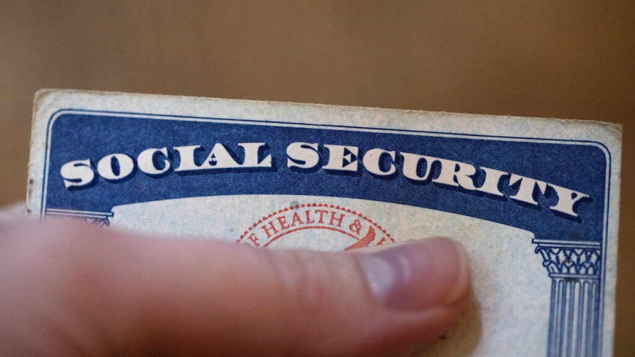 A Social Security card is displayed on Oct. 12, 2021.
