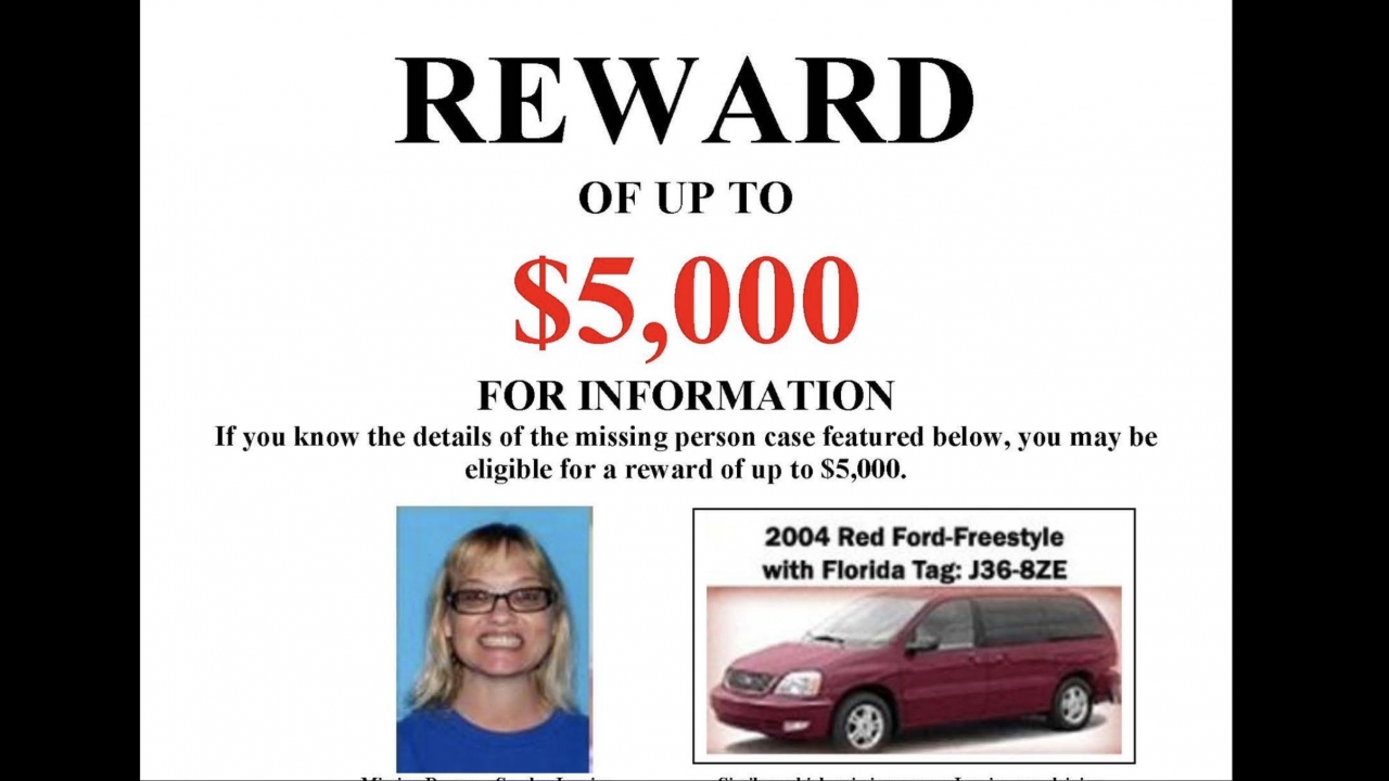 A missing poster of Sandra Lemire and her grandmother's minivan.