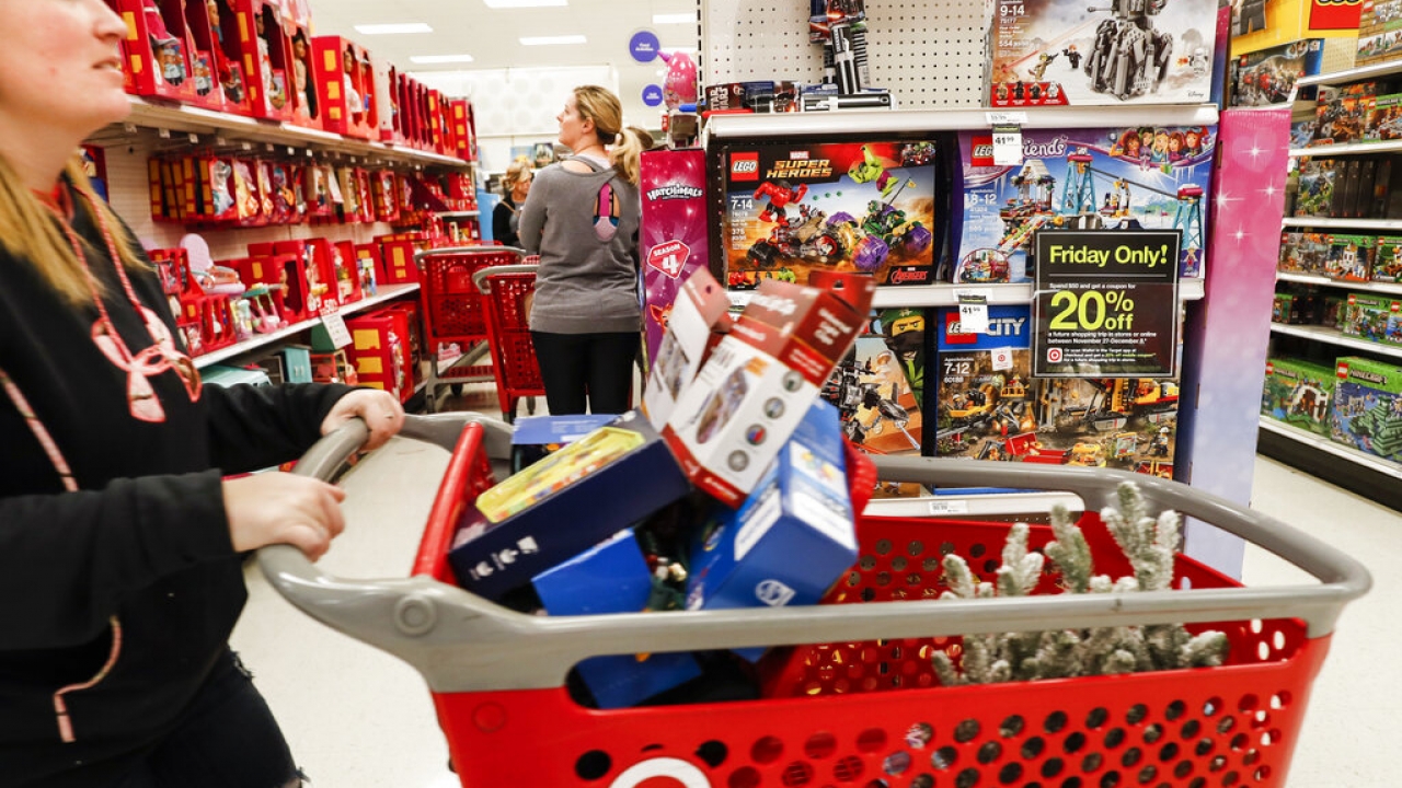 Shoppers browse the aisles during a Black Friday sale at a Target store in Newport, Kentucky.