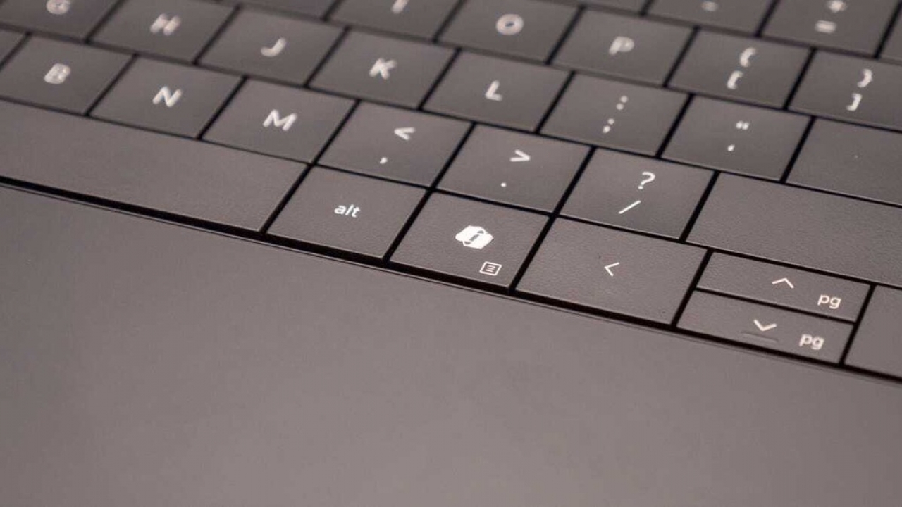 Microsoft's new Copilot key is seen on a Dell computer, next to the alt key.