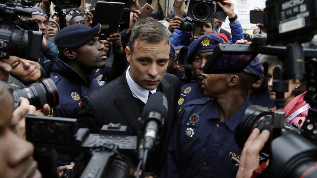 Oscar Pistorius leaves the High Court in Pretoria, South Africa, on June 14, 2016 .