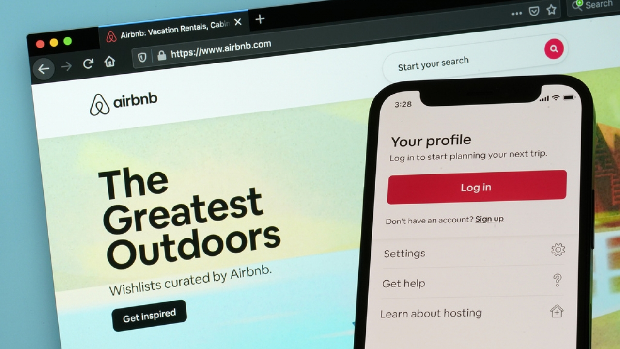 Airbnb's website and app are shown.