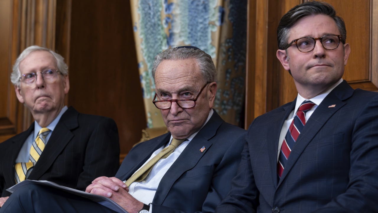 Senate Minority Leader Mitch McConnell, Senate Majority Leader Chuck Schumer and Speaker of the House Mike Johnson.