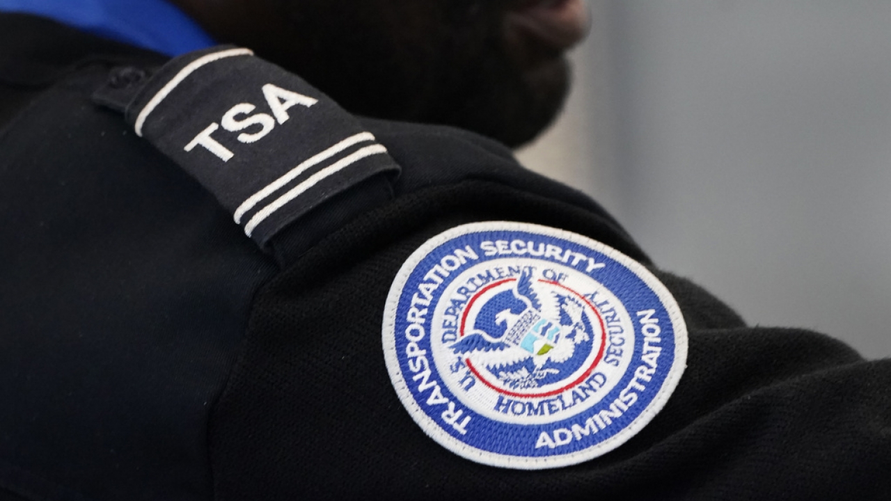A TSA patch on an agent's uniform.
