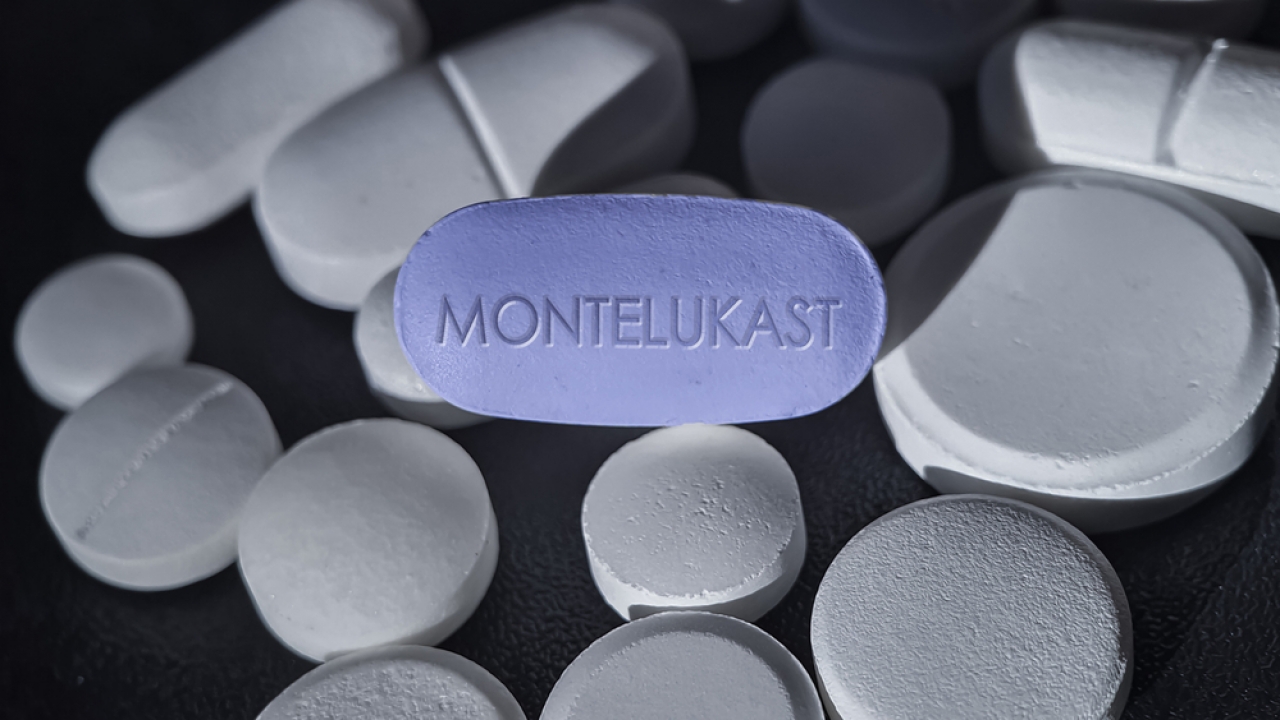 Montelukast drug medication used to treat asthma allergic rhinitis and hives.