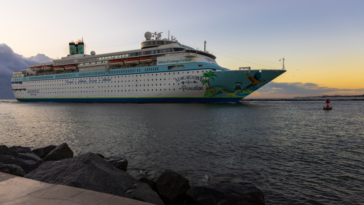 A Margaritaville at Sea cruise ship is shown.