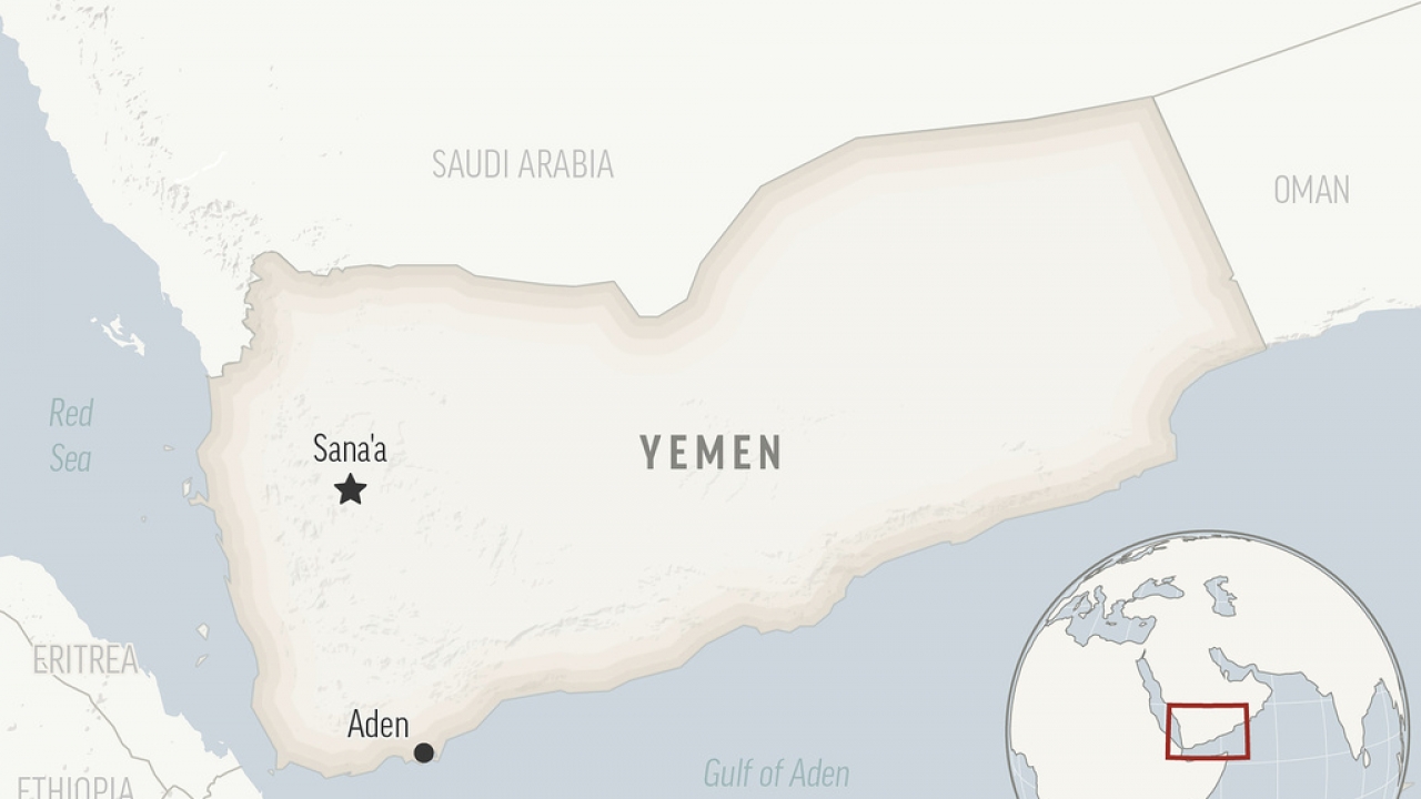 Locator map showing Yemen.