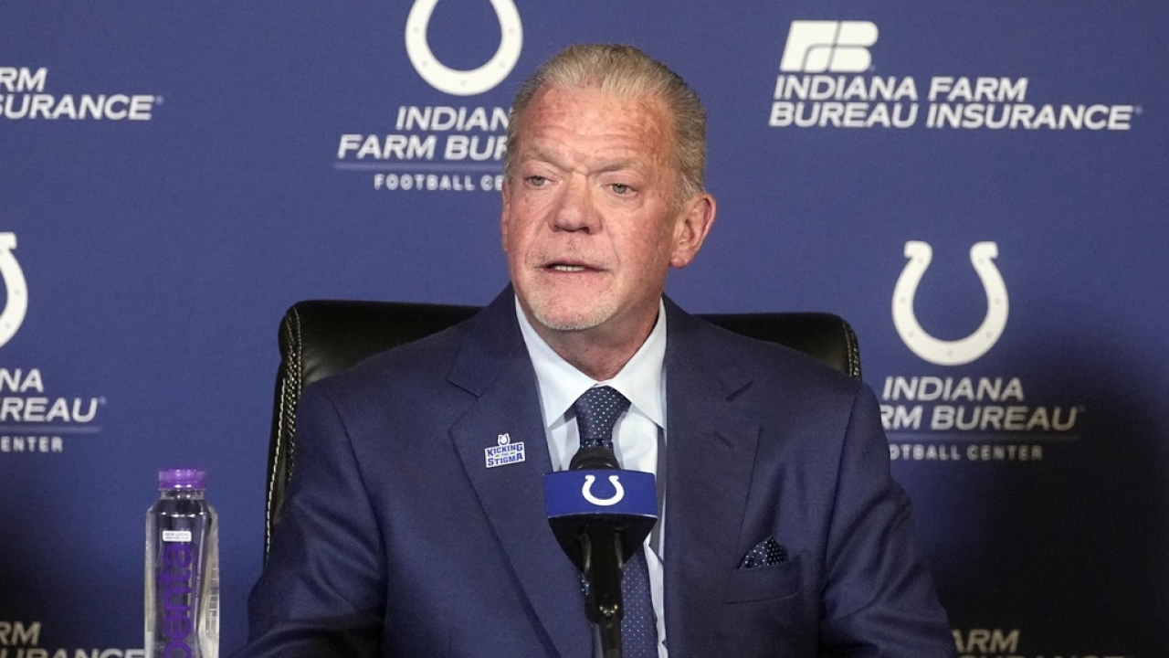 Indianapolis Colts owner Jim Irsay speaks during a news conference.