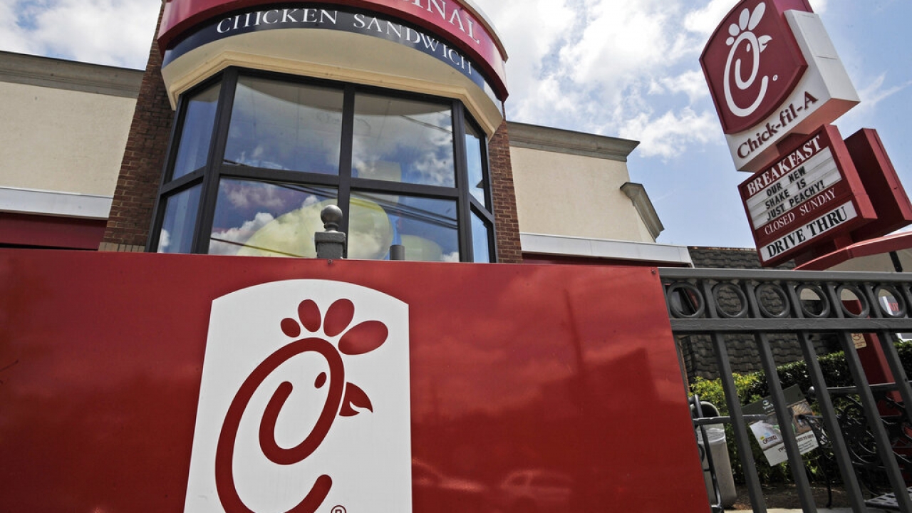The exterior of a Chick-fil-A restaurant