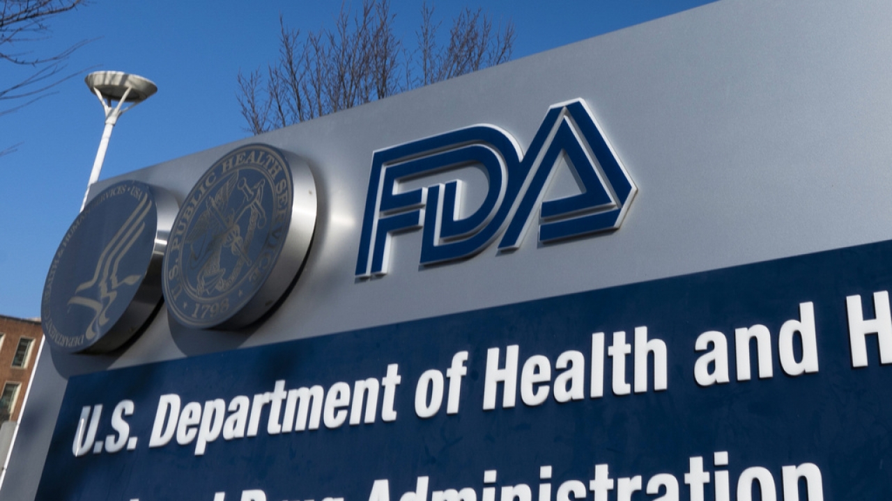 A sign for the U.S. Food and Drug Administration is displayed its offices.