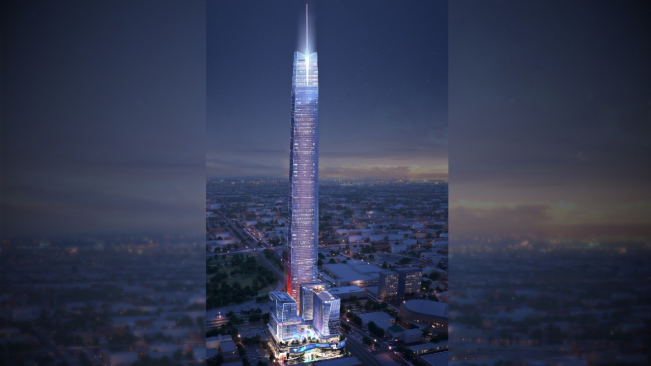 Rendering of the proposed Legends Tower in Oklahoma City, Oklahoma.