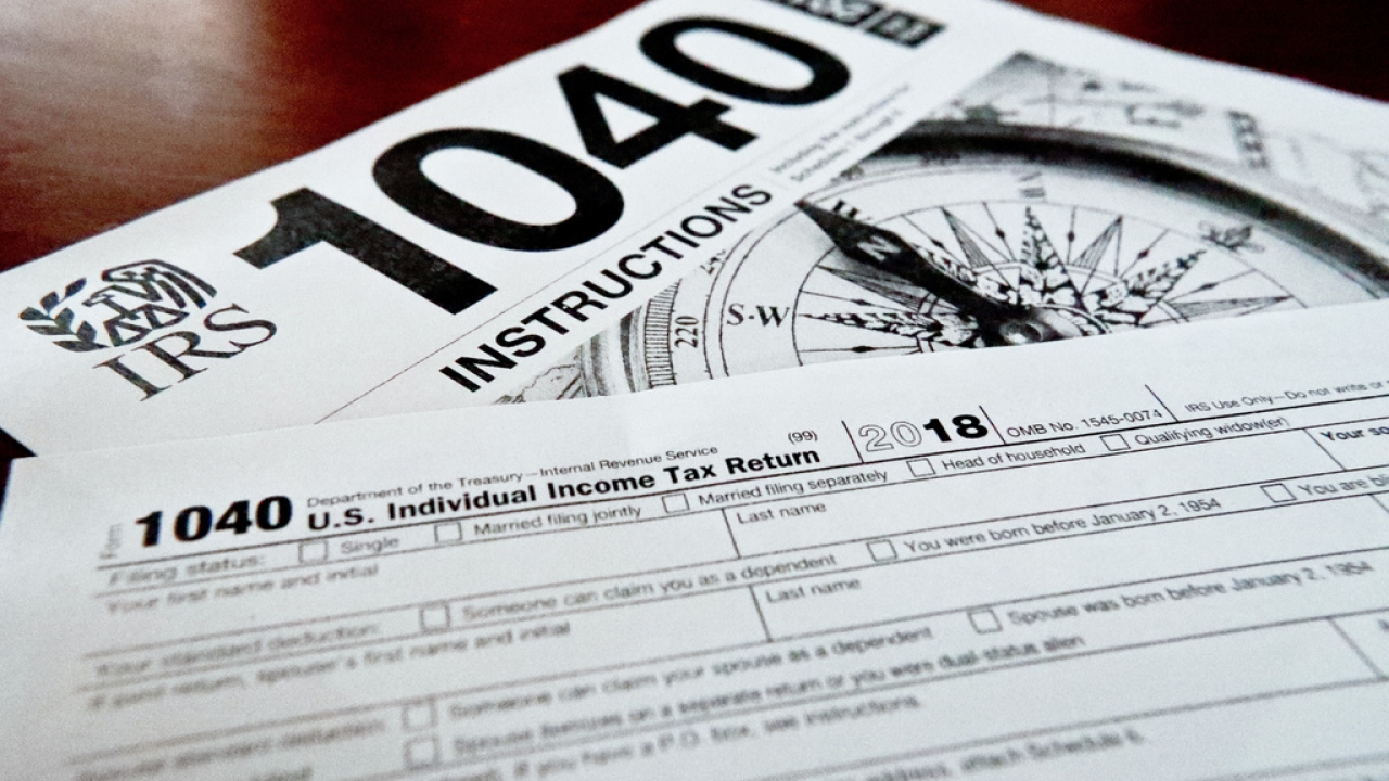 Internal Revenue Service tax forms are seen.