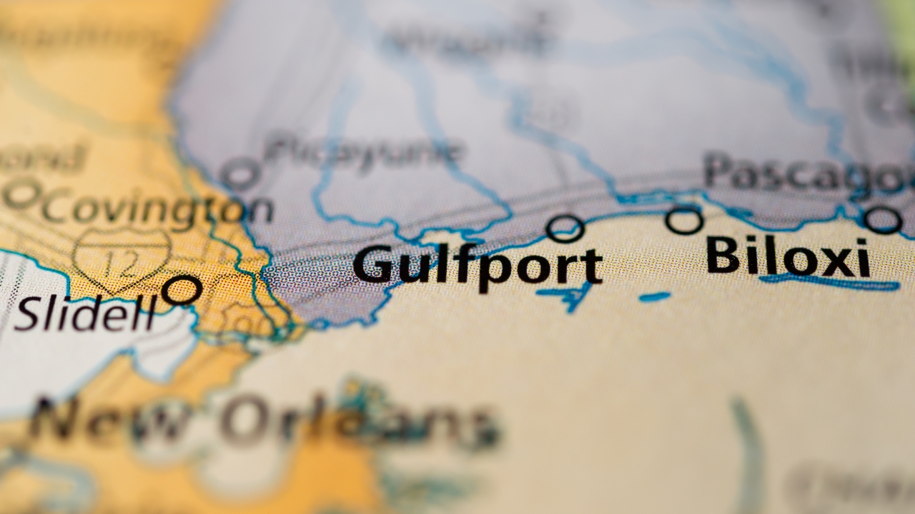 Map showing Gulfport, Mississippi.