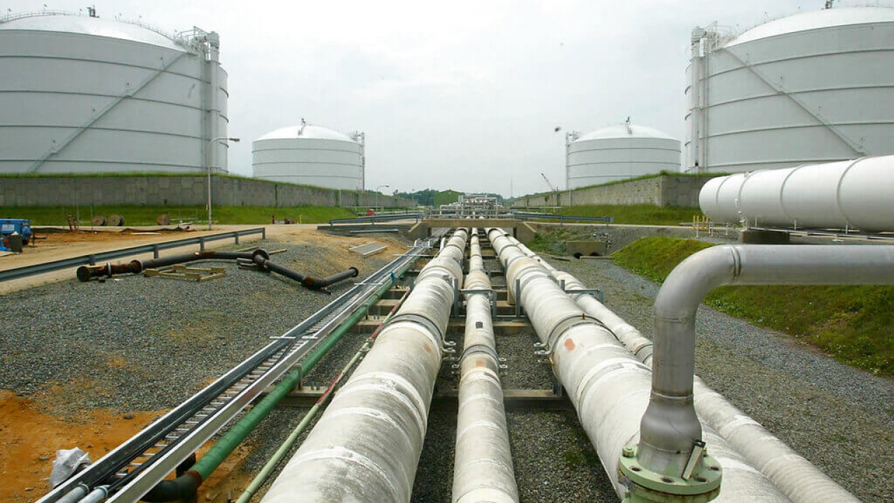 Natural gas pipelines and storage tanks