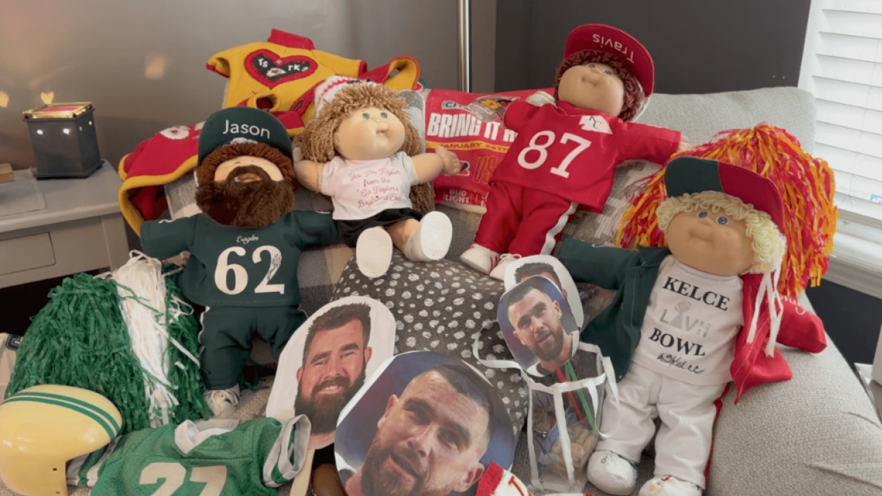Chiefs fan creates Kelce family, Taylor Swift Cabbage Patch dolls