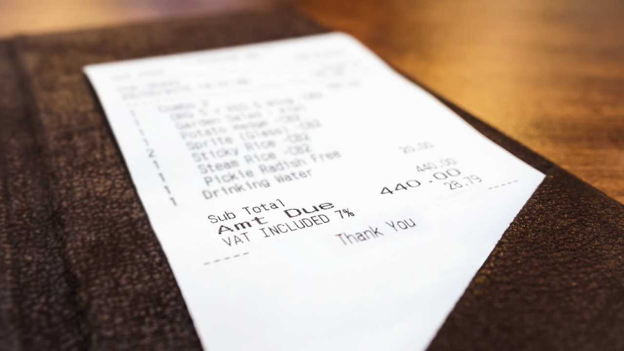 Restaurant receipt.