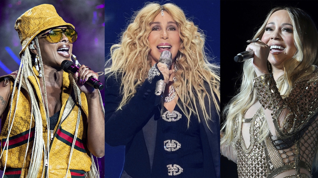 This combination of photos shows Mary J. Blige, from left, Cher, and Mariah Carey.