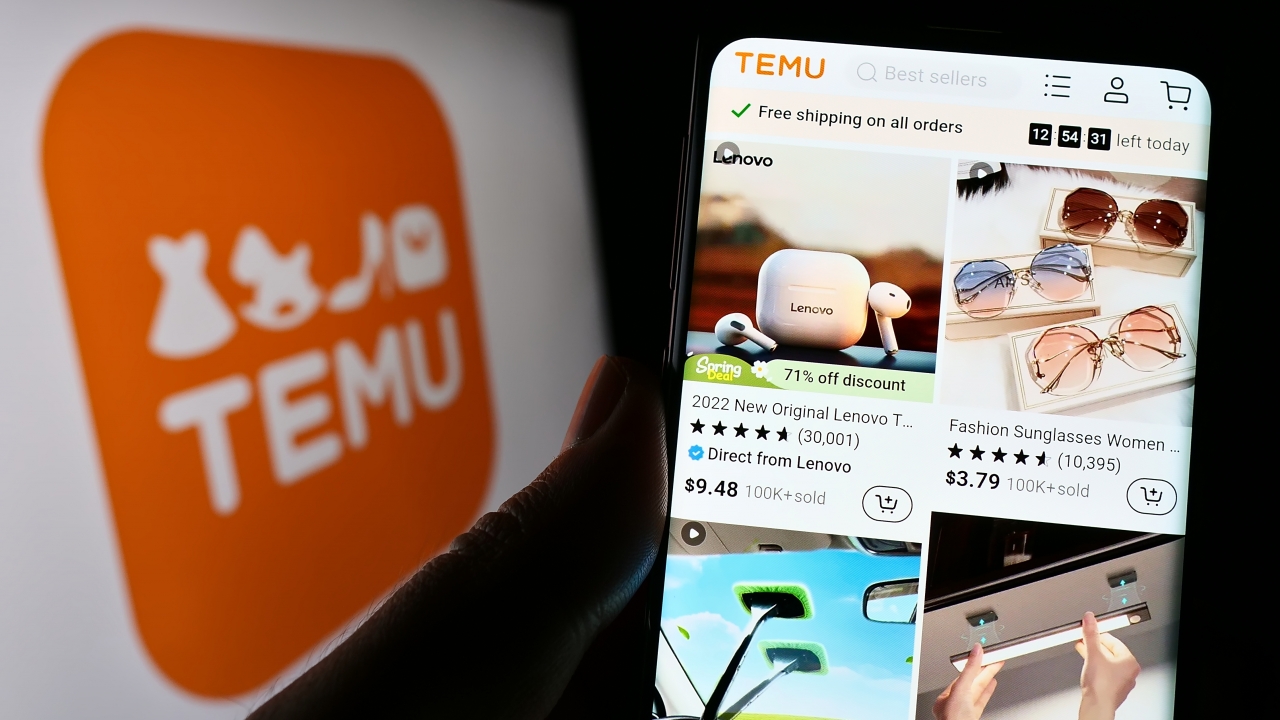 The Temu app is shown.