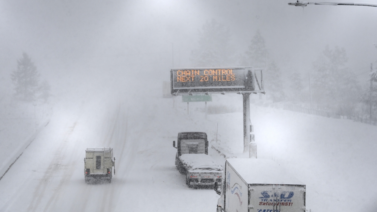 California and Nevada storm shuts interstate, dumps snow on mountains