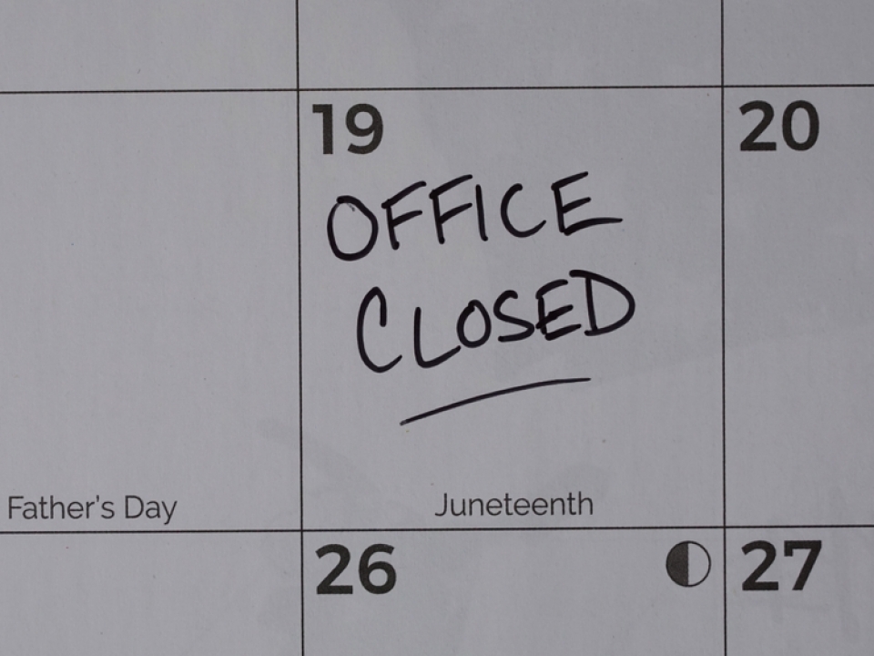 Government offices, other places closed Monday for Juneteenth