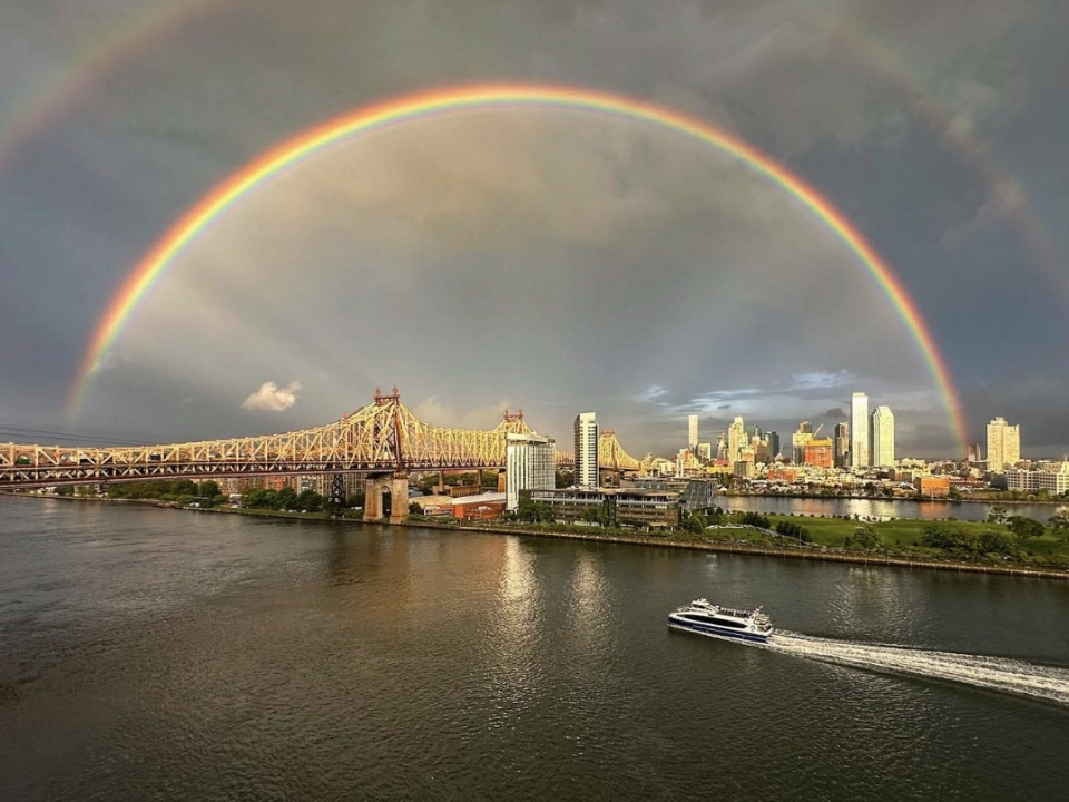 Stunning double rainbow shines over New York City on 9/11
